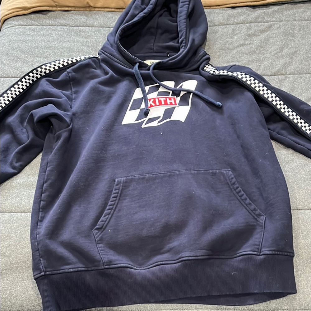 Kith Blue Sweatshirt with Checkered Sleeves